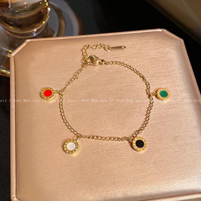 Япония и Корея бирюзовый титановый стальной браслет женский легкий роскошный изысканный браслет ретро рука