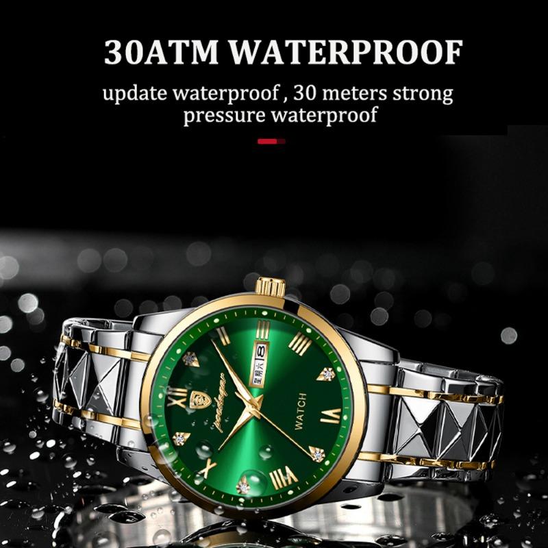 POEDAGAR Top-Marke Luxus Mode Grüne Zifferblatt Uhr Herren Wasserdicht Leuchtend Wochentag Datum Uhr Sportuhren Quarz Armbanduhr