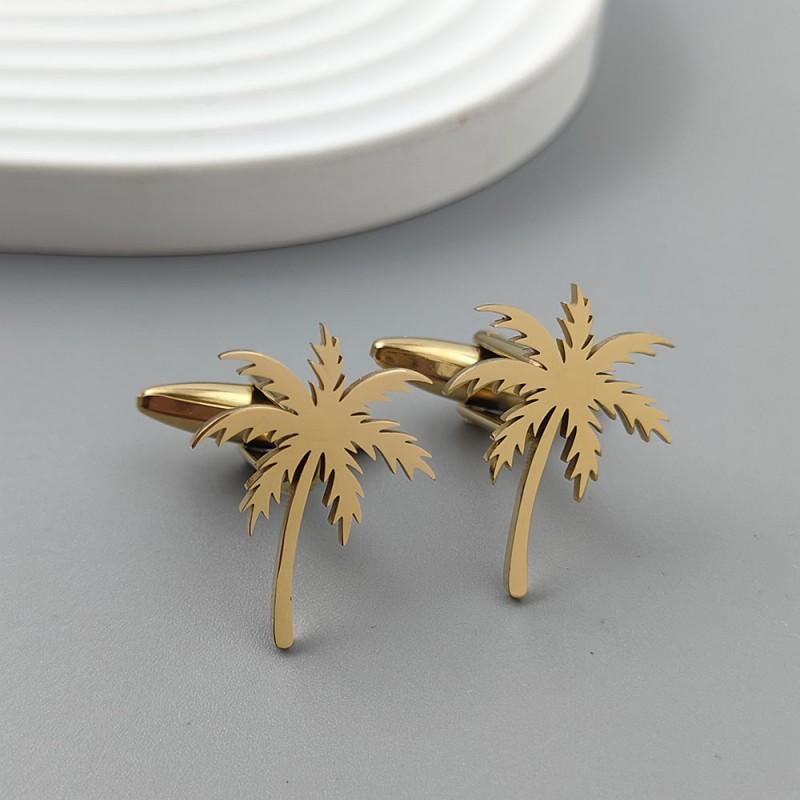 Three Dimensional Coconut Tree Brooch Cufflinks Creative Personality Simple Versatile Cutting Accessories Jewelry