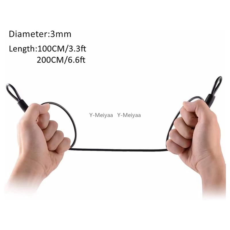 1/2PCS 100CM/3.3Ft Safety Cable Wire Rope Long Travel Security Cable Lock,Braided Steel Coated Safety Cable Luggage Lock
