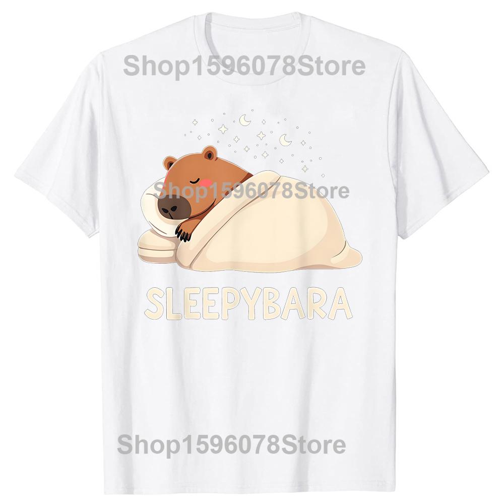

Funny Capybara Sleep Sleepybara TShirt Summer Men Women Clothing Fashion T Shirts Cotton Short Sleeve Oversized Tshirt Tops S