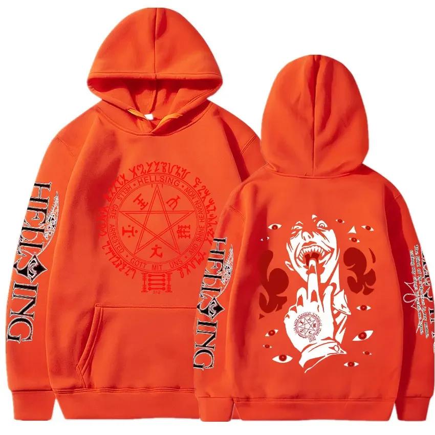 Anime Hellsing Hoodies Men Streetwear Fashion Manga Print Pullover Harajuku Unisex Oversized Long Sleeve Sweatshirts