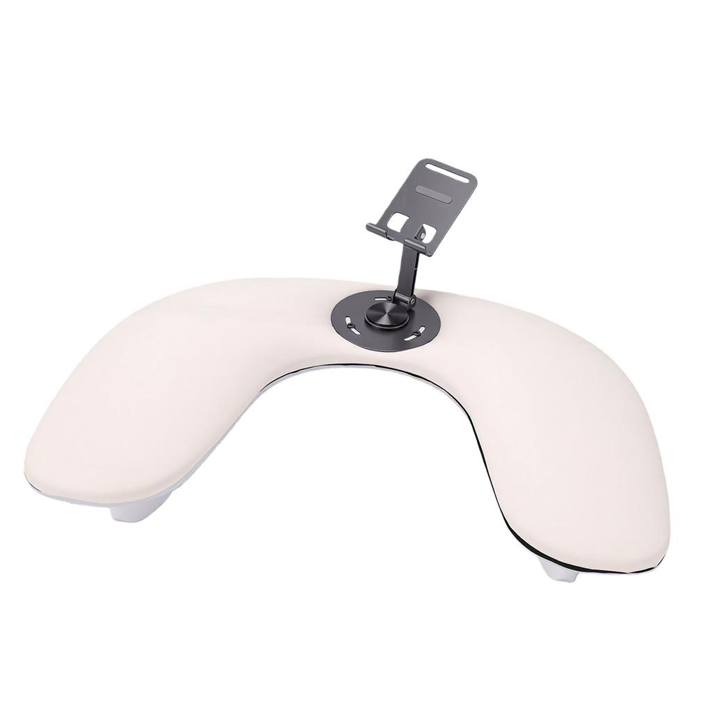 Nail Arm Rest for Nail Tech with Phone Holder U Shaped Manicure Hand Rest Tilted for Salon Home Use White