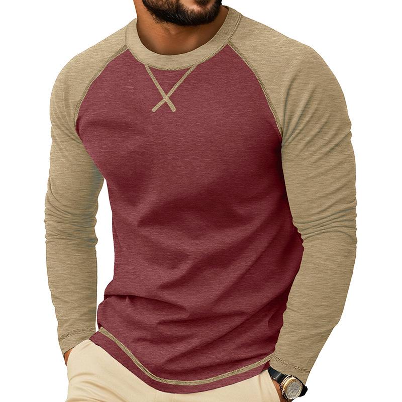 T-shirt da uomo a maniche lunghe raglan color block