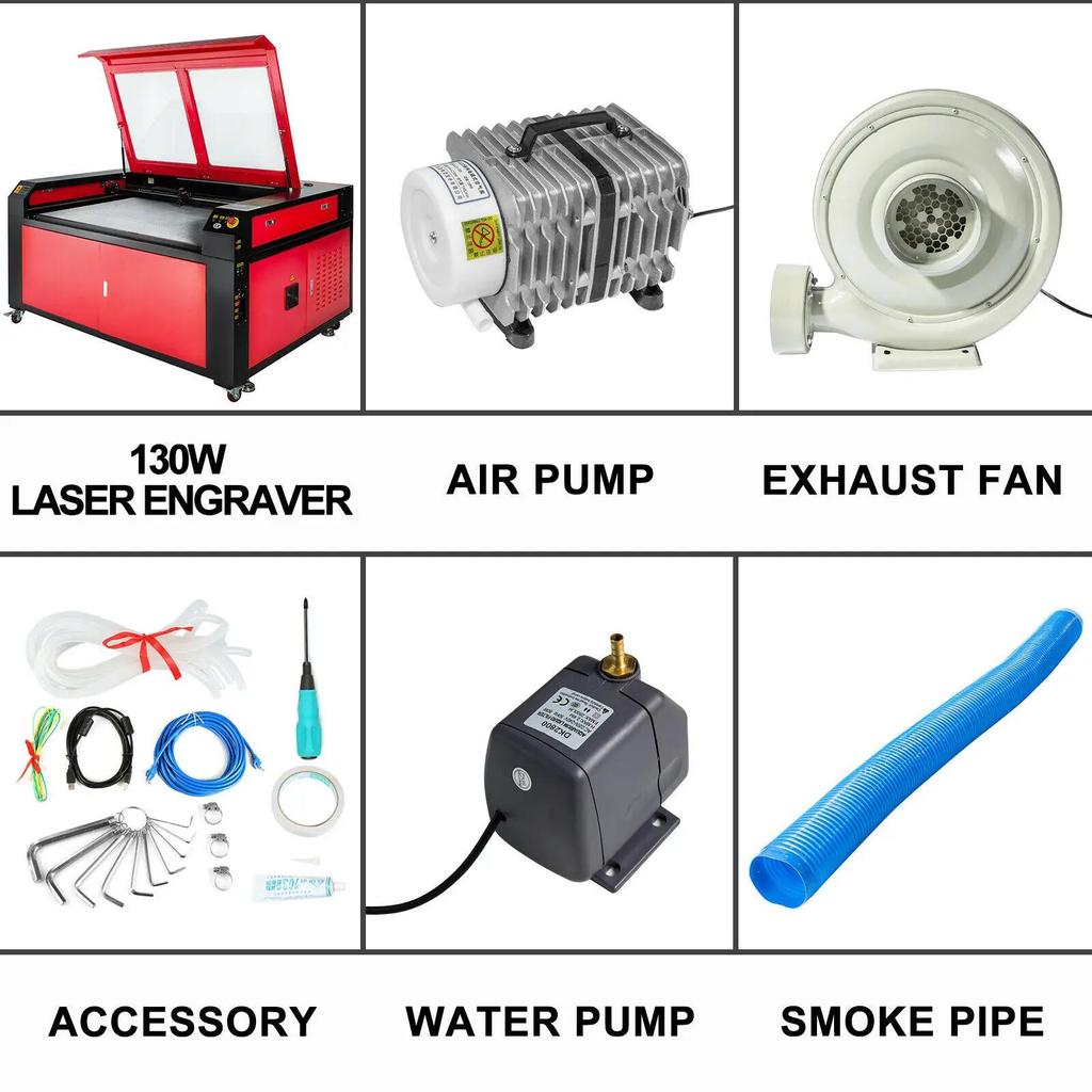 130W CO2 Laser Engraver Cutter Machine w/Glass Tube USB/U-Disk for Wood