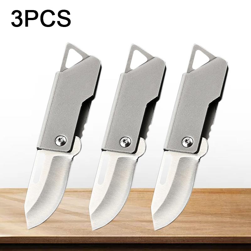 Kitchen Paring Knife Mini Portable Fruit Knife Stainless Steel Folding Sharp Pocket Knives with Key Chain Non-slip Handle