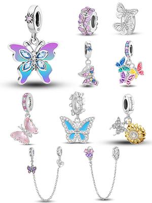 925 Silver Butterfly Charms Beads For DIY Jewelry High Quality Cute Fit Original Pan Bracelet Bangle For Women