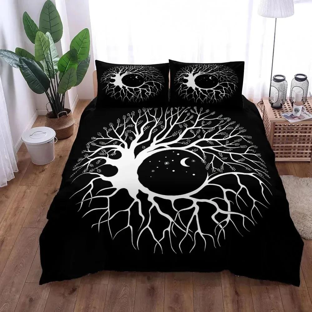 Yggdrasil Tree Of Life Comfortable Duvet Quilt Cover Pillowcase Bedding Set Children Bedroom Decoration Home Textile