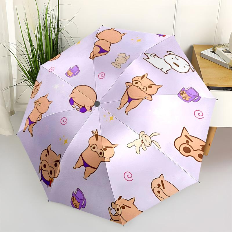 

1pc Chubby Left Guard Automatic Folding Umbrella - 8-Rib Automatic Open/Close, Portable Collapsible Compact Umbrella yy251218027