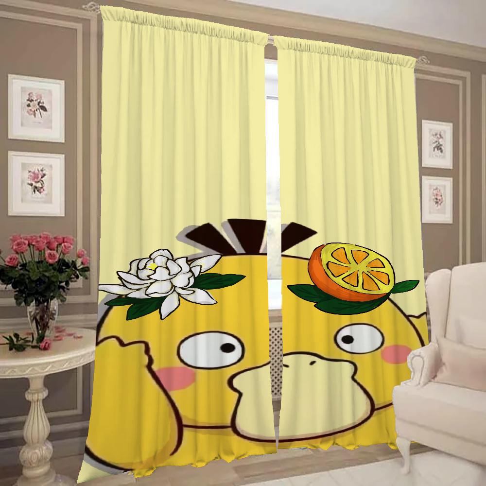 Home Interior Kitchen Curtains for Living Room 2 Pieces Blackout Curtains Door Curtain P-psyduck Partition Bedroom Decoration