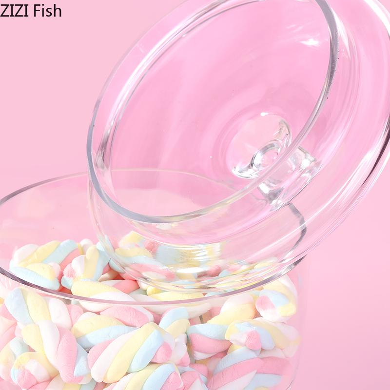 Alzata per torta in vetro trasparente con coperchio, barattolo per caramelle con coperchio in vetro, espositore per dessert da matrimonio, contenitore per caramelle per la casa