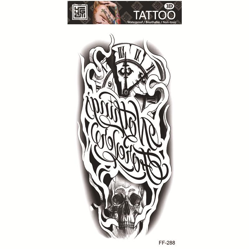 Adesivi per tatuaggi impermeabili Yuanhua - Totem con testa di lupo e disegni di testo arabo