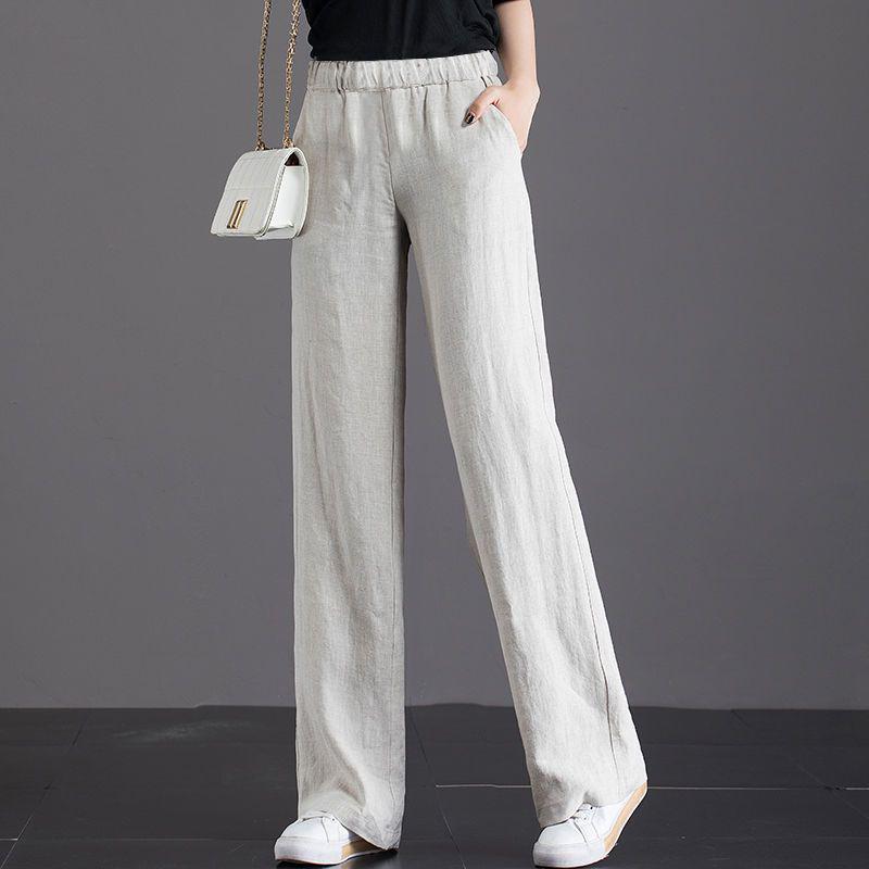 Pure Cotton High-Waisted Wide-Leg Pants for Women, Loose Drapey Fit, Perfect for Spring/Summer 2026.