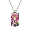 Demon Slayer Kimetsu No Yaiba Tanjiro Nezuko Stainless Steel Color Printed Dog Tag Necklace Anime Cosplay Accessory Gift For