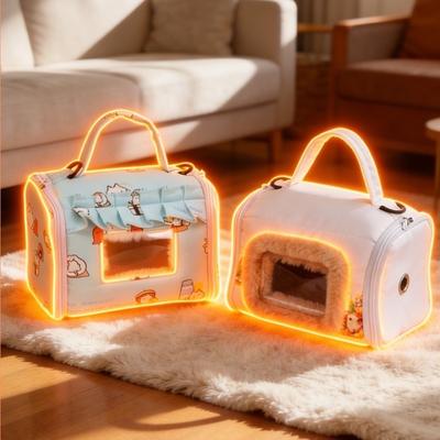 Cartoon Pattern Warm Parrot Carrier Bag Thicken Large Space Bird Travel Cage Windproof with Window Hamster Outdoor Bag Outside