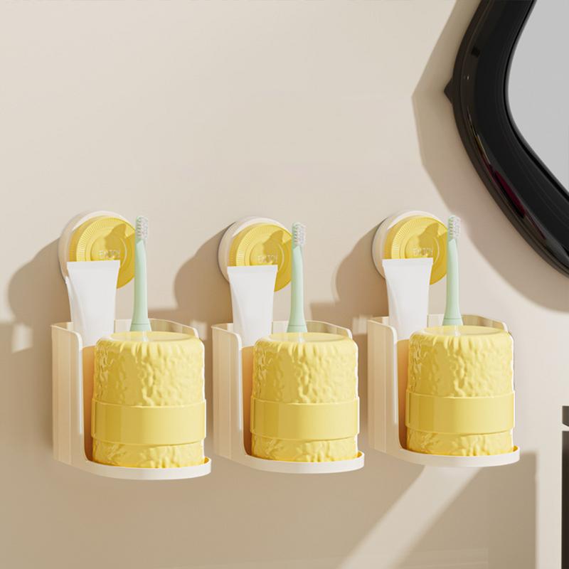 Toothbrush Holder Wall Mounted Cup Toothpaste Holder Space-Saving Electric Tooth Brushing Holder Toothbrush Storage For Home