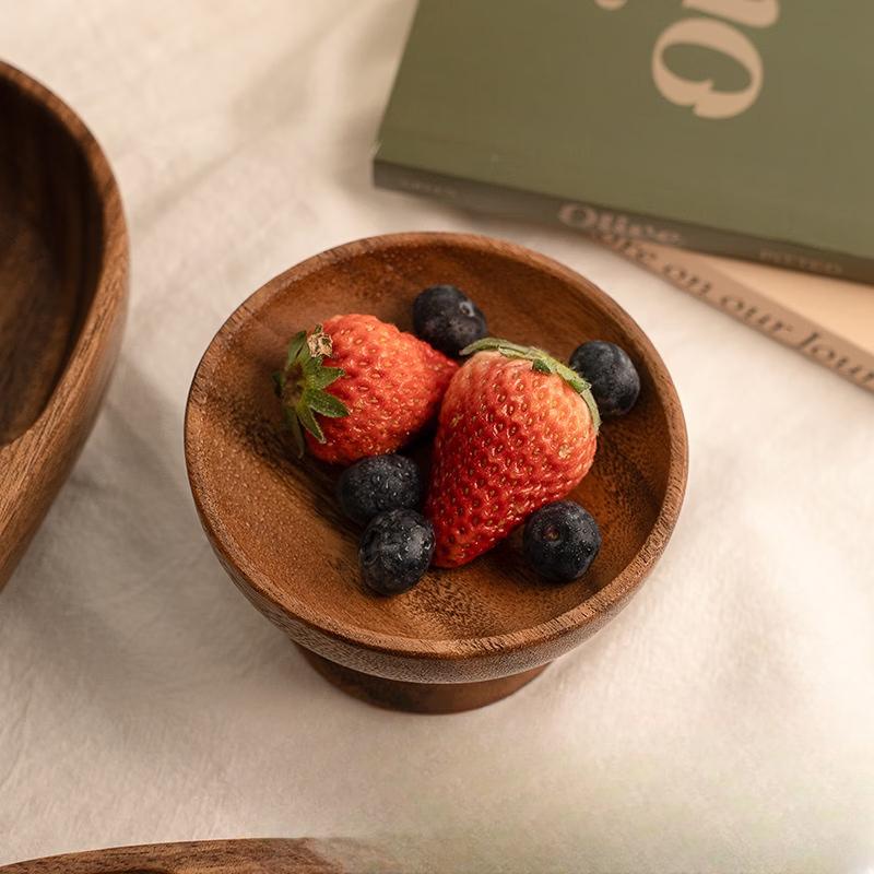 OLOEY Walnut High-Foot Dessert Dish
