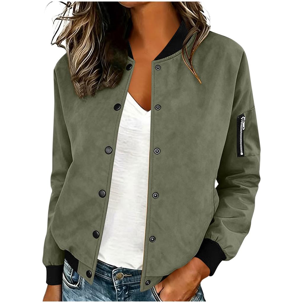 Giacca Cardigan da Donna in Camoscio con Bottoni, Casual, Manica Lunga, Capo Esterno Leggero con Tasca e Bordi a Coste