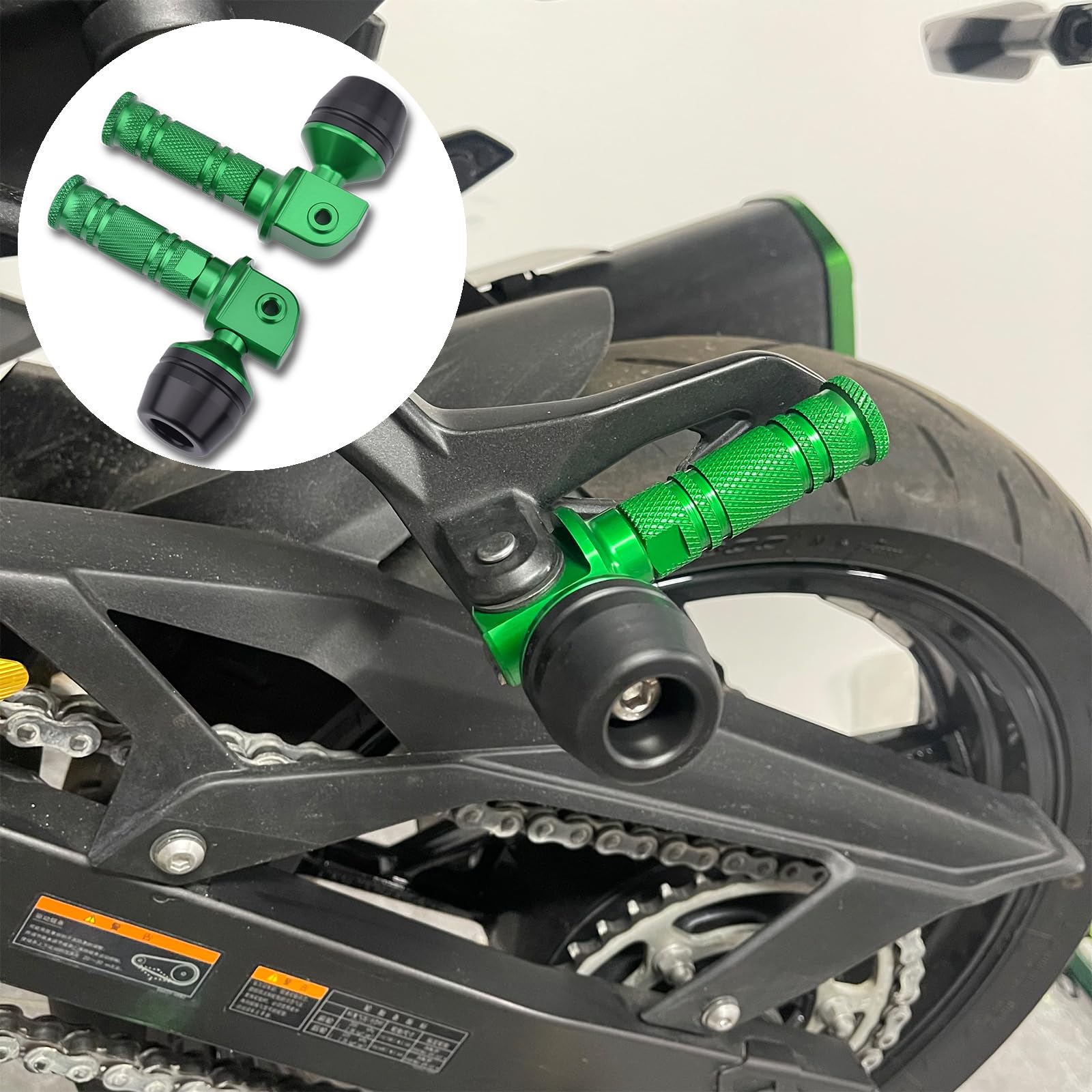 

Motorcycle Tandem Step Slider for Kawasaki Ninja Ninja and Z400 Aluminum ZX-25R/SE, ZX-4R/SE, ZX-4RR, 250, 400, Z250, (All Models), (Green) зелёный
