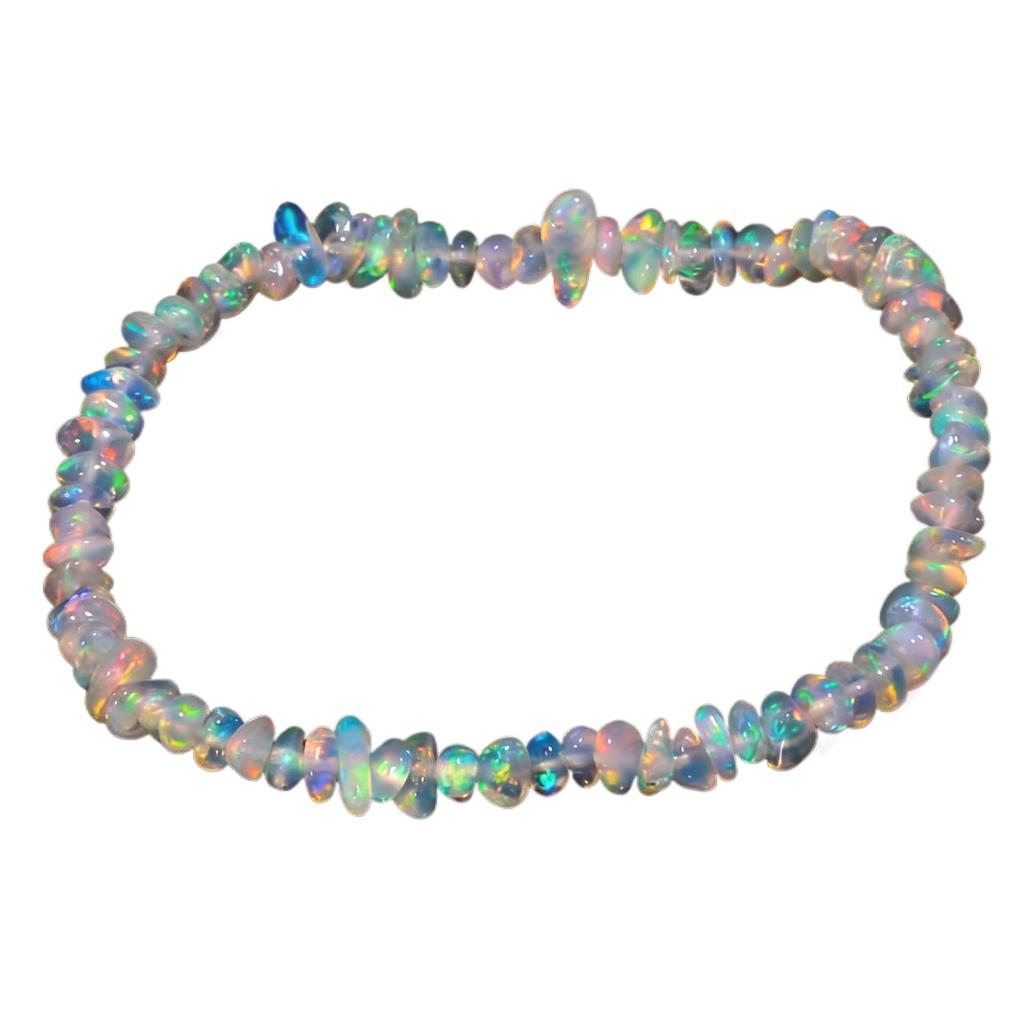 Handmade Opal Beaded Bracelet, Elastic Stretch Rope Natural Gemstone Bead Bangle Jewelry