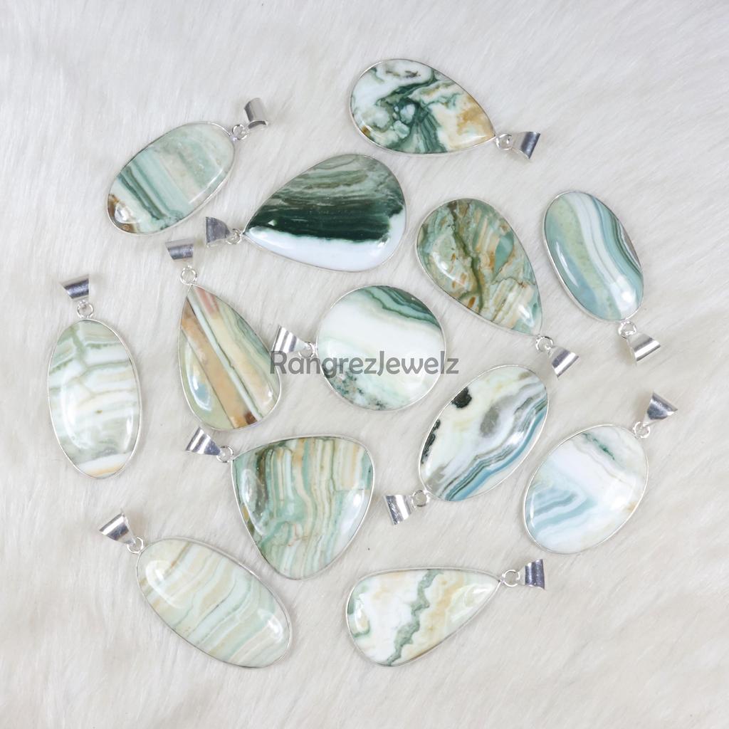 Saturn Chalcedony Pendant Sterling Silver Pendant Green Saturn Pendant Bezel Pendant Saturn Chalcedony Gemstone Pendant Saturn Pendant Necklace