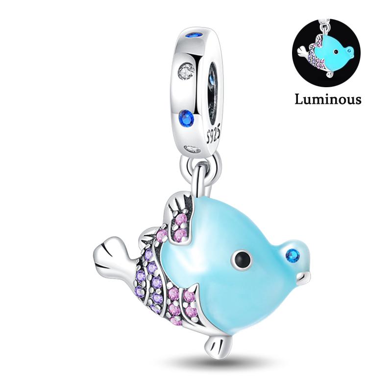 Charm Bead Components Compatible With Pan Copper Metal Firefly Ocean Star Butterfly Glowing Changing Color Trendy Authentic Original Bracelets Do It