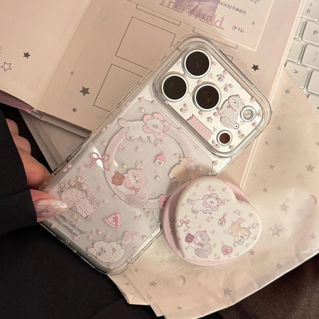 Süße Kätzchen-Herzförmige Magnetische Handyhülle für iPhone 16, iPhone 17 und iPhone 17 Pro Max