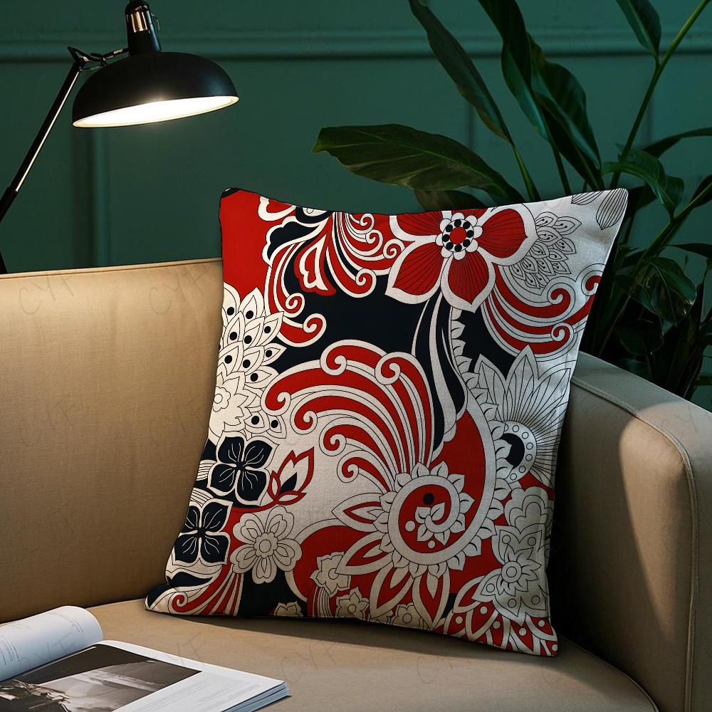 Badik Indonesien Batik Design Kissenbezug Milbenschutz Kissen Unsichtbarer Reißverschluss seidig kurzer Plüsch Sofakissenbezug