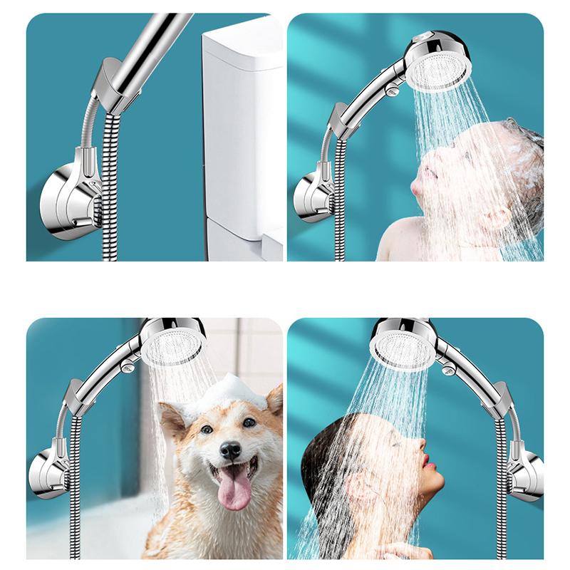 Suction Cup Shower Holder Adjustable Shower Head Holder Nozzle Handheld Holder Punch-Free Multi Angle Rotation Shower Bracket