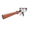 58mm Portafilter with Double Spout Stainless Steel Coffee Machine Portafilter with Wooden Handle for Replacement