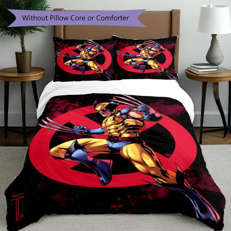 3pcs Duvet Cover Set (1*Duvet Cover + 2*Pillowcase, Without Core), Wolverine Print Bedding Set, Bedroom Decor, All‑Season, Gift