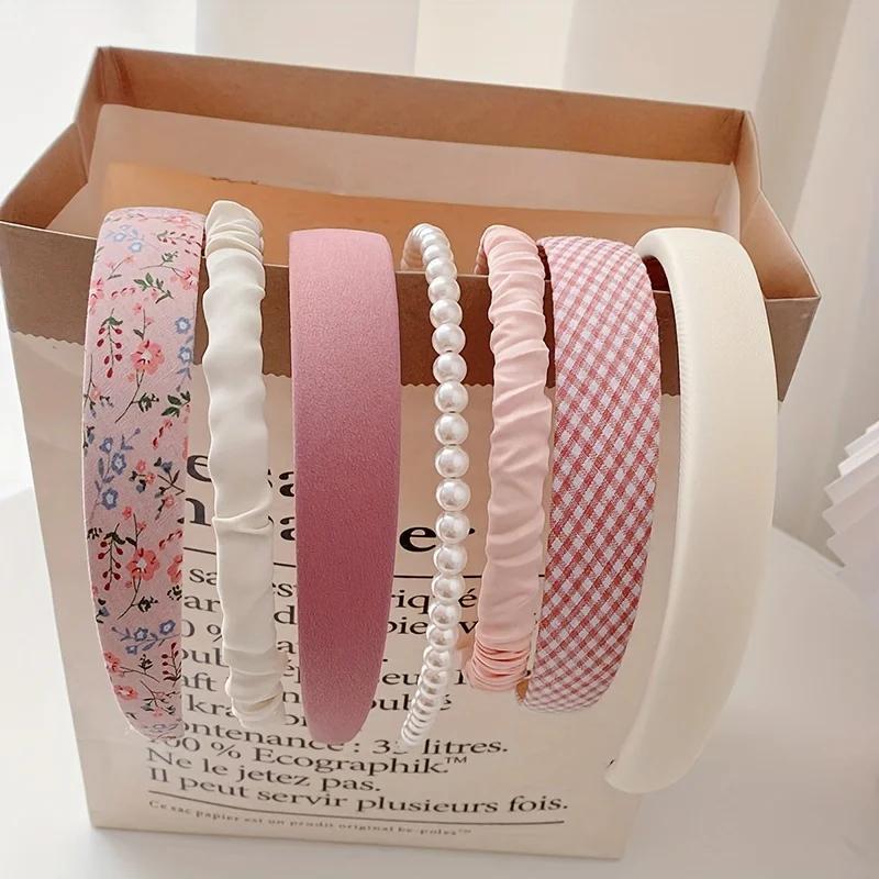 7Pcs New Summer French Style Face Wash Hair Clip Headband for Women's Outings, Hair Compression Headband,Hair Tie