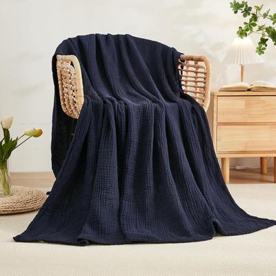 Yousheng Muslin Blanket Summer Couch Throw Breathable Solid Color Muslin Wrap Cuddly Blanket for Bed Sofa Travel Holiday Use