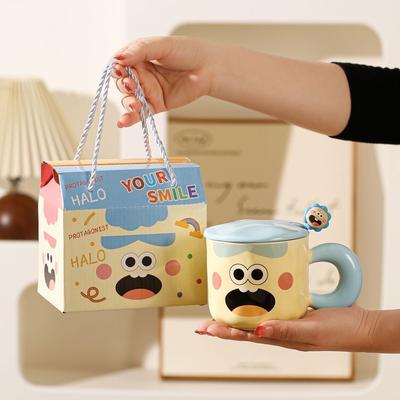 Niedliche und niedliche lächelnde Gesichts-Keramiktasse Clown Lustig Niedlich Wasserbecher Geburtstagsgeschenk