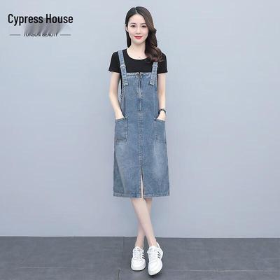 Damen Freizeit Latzkleid aus hellem blauen Denim