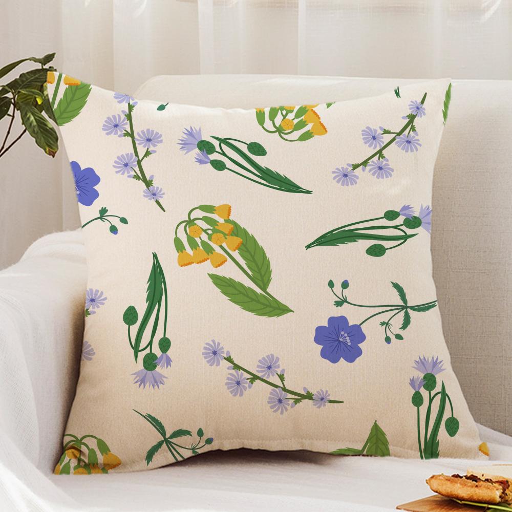 Spring Wildflowers Cushion Cover Premium Comfort Reversible Pillow Cover - Dual - Use Design for Home & Car