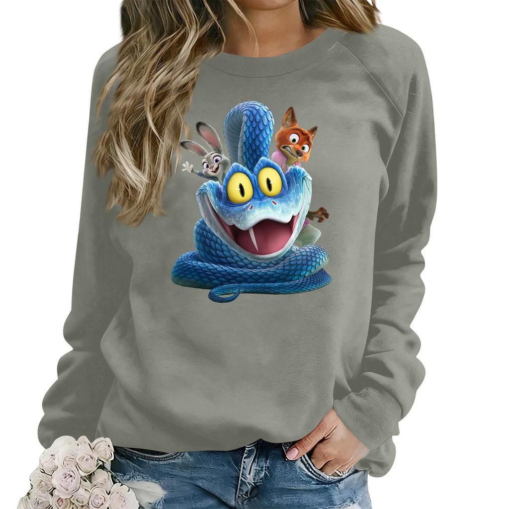 Hanorac larg casual de damă cu mânecă lungă și imprimeu