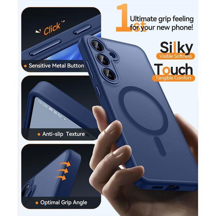 Coque - BOOLING - pour Samsung Galaxy S24 -Protection Rigide - Bleu Marine - 2 Verres Trempés