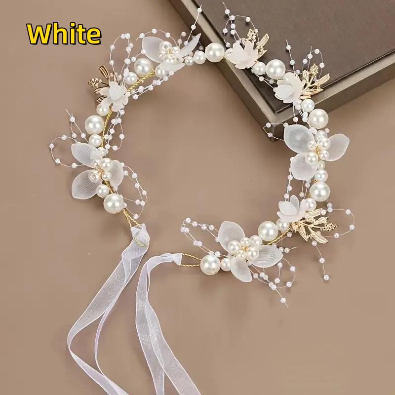 Fascia per Capelli a Ghirlanda Floreale Dolce con Perle Imitazione, Accessorio per Capelli per Feste, Matrimoni, Compleanni, Principesse