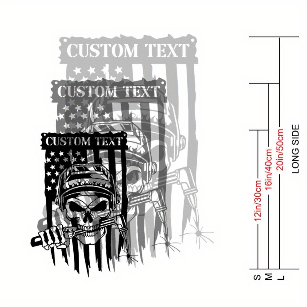 Exclusive US Flag Welder Skull Ironworker Metal Wall Art Personalized Multipurpose Decor Office Home 30cm