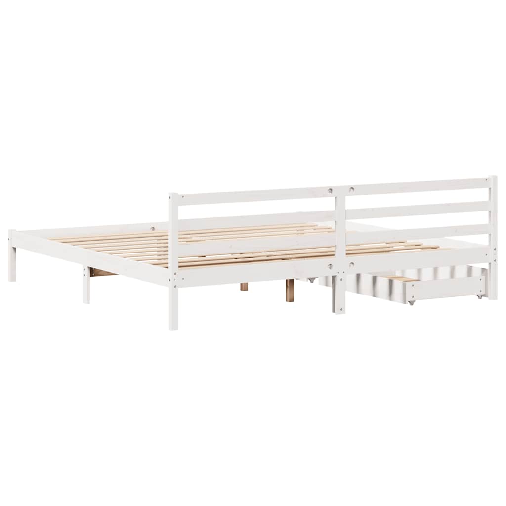 Solid Wood Bed without Mattress White 200x200 cm Pine Wood