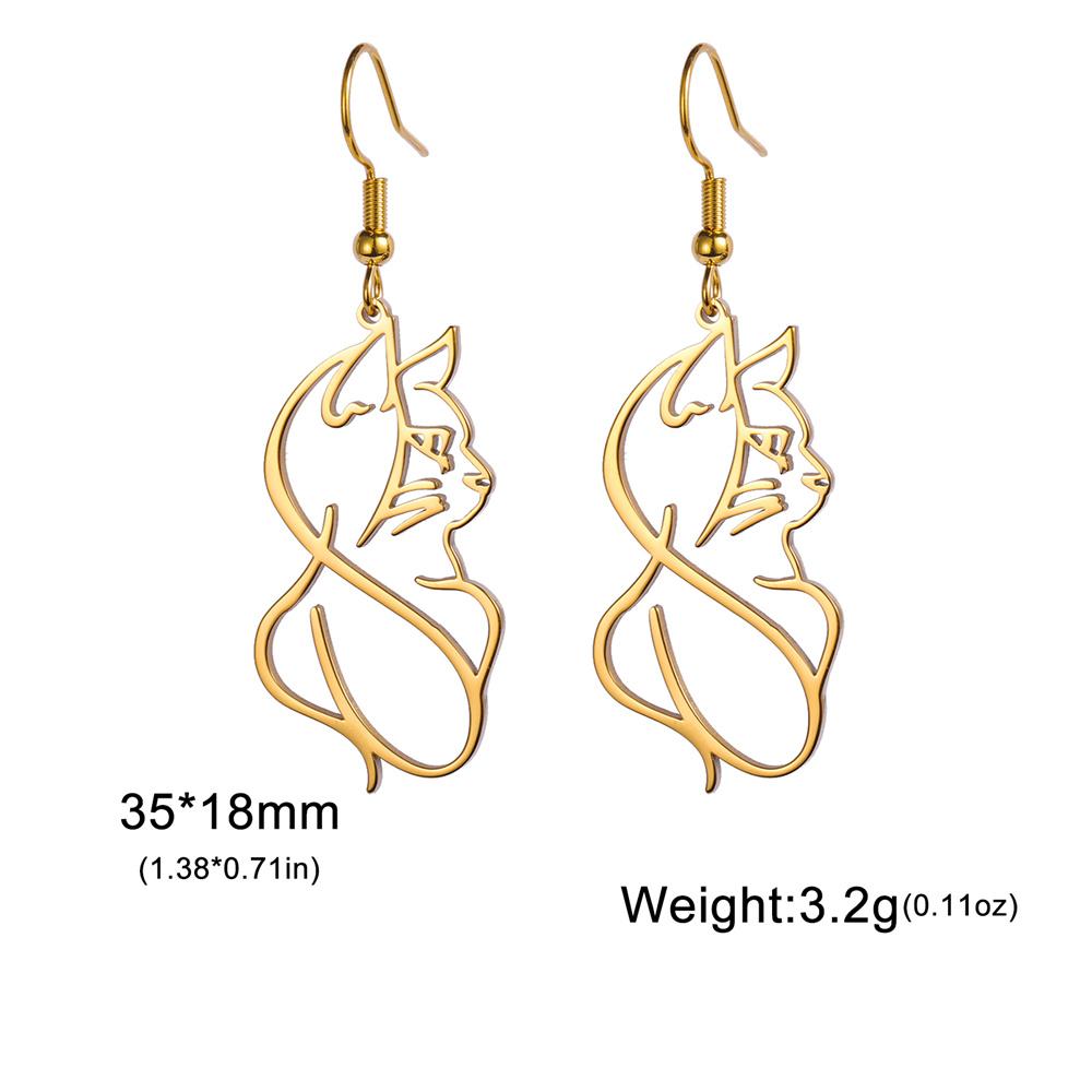 My Shape Cute Cat and Dog Dangle Earrings for Women Girls Stainless Steel Lovely Kitten Animal Drop Earring Fashion Jewelry Gift