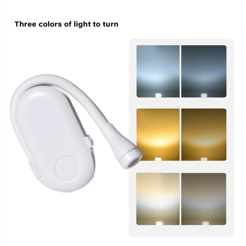 Rechargeable Book Reading Light Lamp LED Reading Light With Clamp 360°Adjustable Neck 3-Color