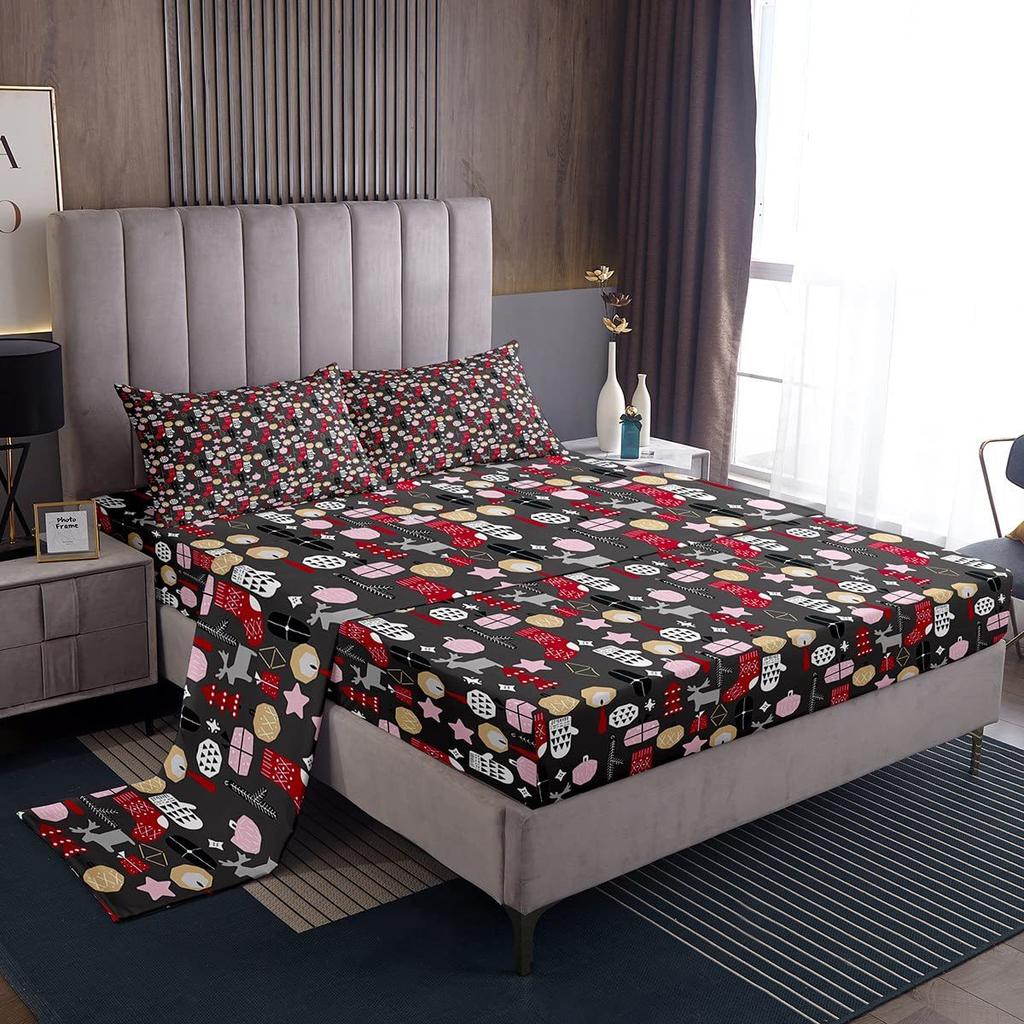 Christmas atmosphere theme pattern mattress four-piece bedding set bedroom dormitory bedding decoration