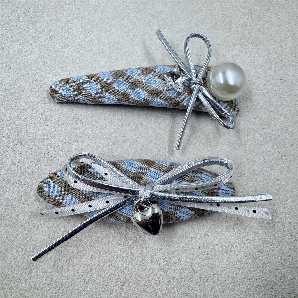 Korean Plaid Ribbon Duckbill Hair Clip for Children - Exquisite Hair Accessory