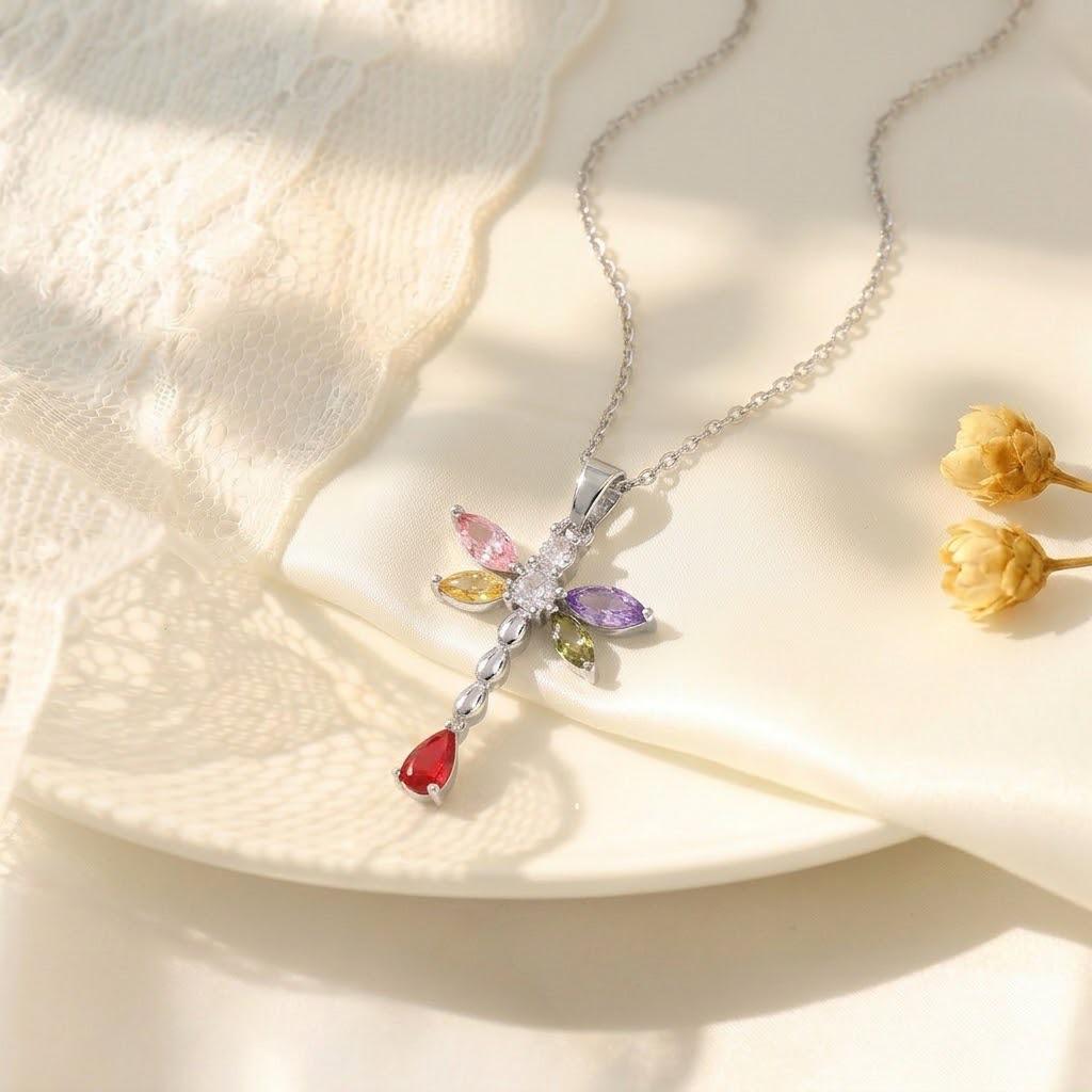 Colorful Cartoon Titanium Steel Zircon Pendant Necklace - Women's Light Luxury Clavicle Chain