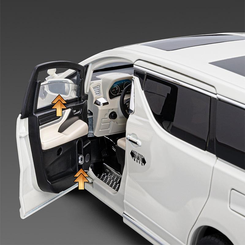 1/18 Vellfire Alphard MPV Alliage Luxy Modèle de Voiture Diecasts Véhicules en Métal Modèle de Voiture Simulation Son et Lumière Collection Jouet Cadeau pour Enfants