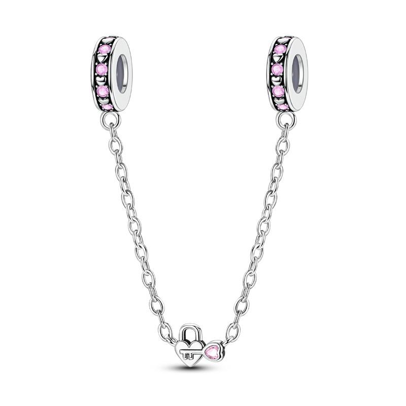 Sparkling Clear Copper Safety Chain Copper Safety Chain Charm Beads Fit Original Pandora Bracelet Diy Jewelry