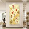 Large Frameless Canvas Art - Vibrant Koi Fish with Golden Accents & Abstract Background, Modern Wall Decor for Living Room, Bedr