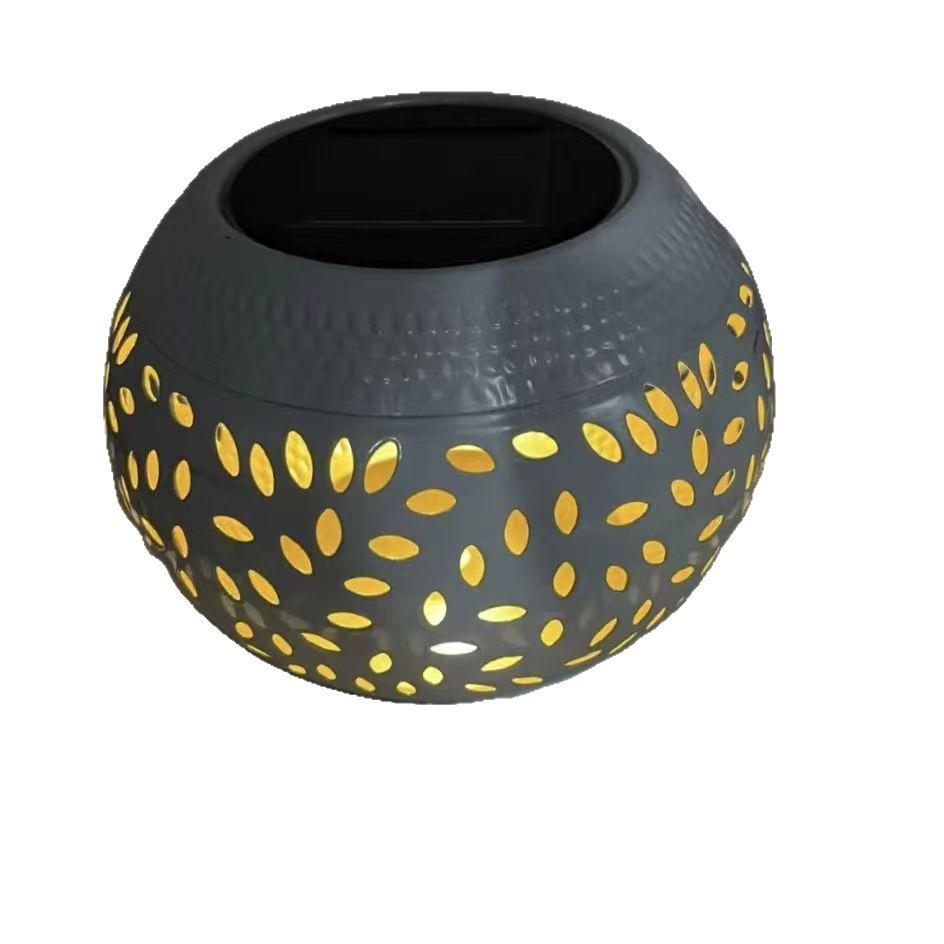 Iron Solar Outdoor Lamp – Hollow Design for Garden, Courtyard, and Camping Decor